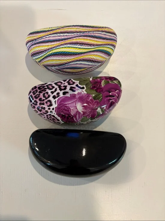 Assorted Patterned Sunglasses Cases - Multicolor, Floral/Purple, Black