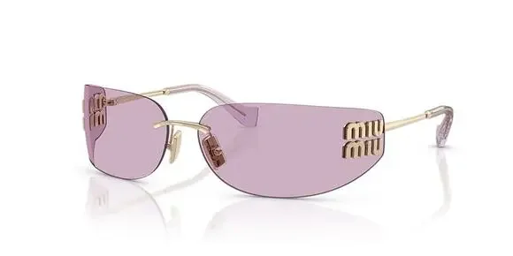 MIU MIU MU A51S ZVN90O Pale Gold Pink Women Wrap Sunglasses AUTHENTIC