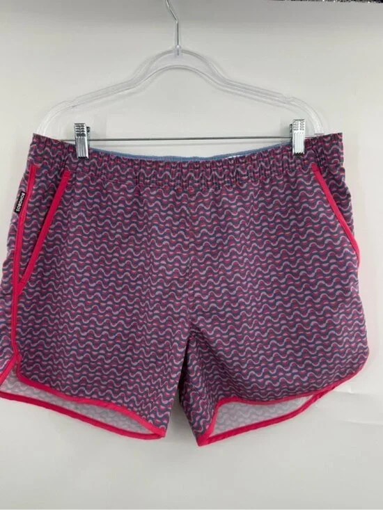 Bonobos Swim Trunks Men’s Large 5” Inseam Geometric Wave Pink Blue Lined Shorts