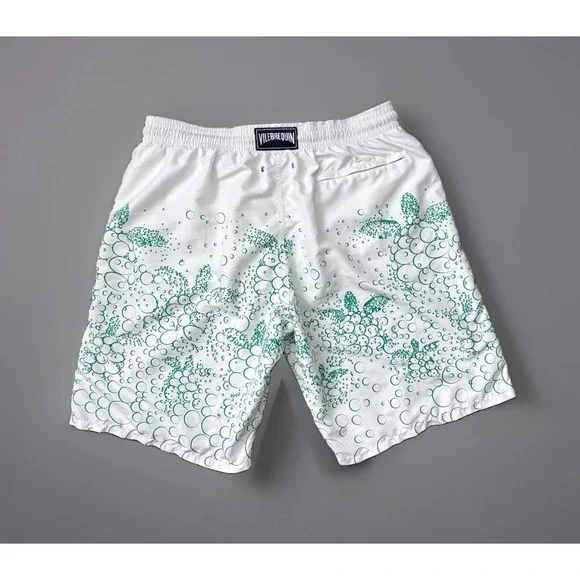 Vilebrequin Men's Swim Trunks 3XL White Green Sea Turtle Luxury Bulgaria 0686