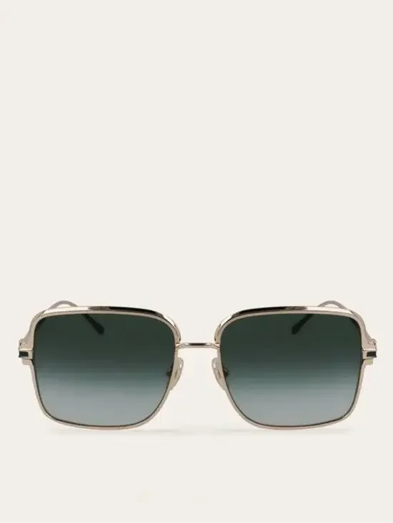 NEW!!! Salvatore Ferragamo SF317S 750 Gold Frame Sunglasses Dark Green Lenses