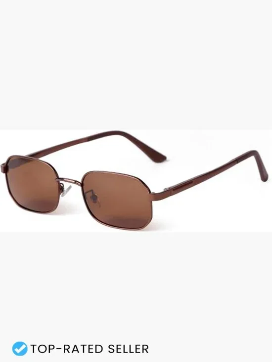 Rectangular Metal Sunglasses Vintage Retro Classic Polarized UV Protection