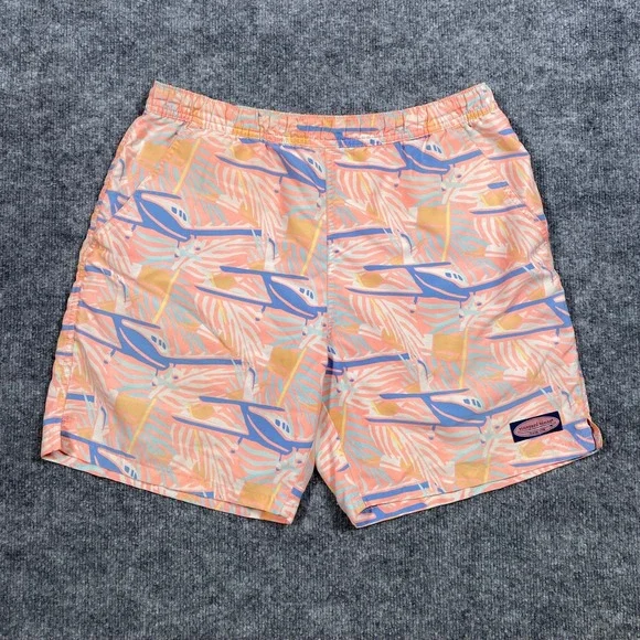 Vineyard Vines Men's Shorts Size S Palm Tree Helicopter‎ Print Elastic Waist