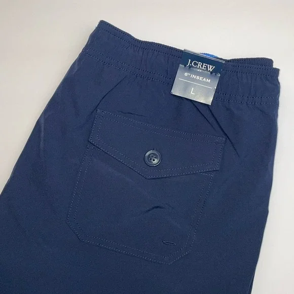 NEW J.Crew Flex Swimwear Mens Large Mesh Lined Swim Trunks Navy Blue 6