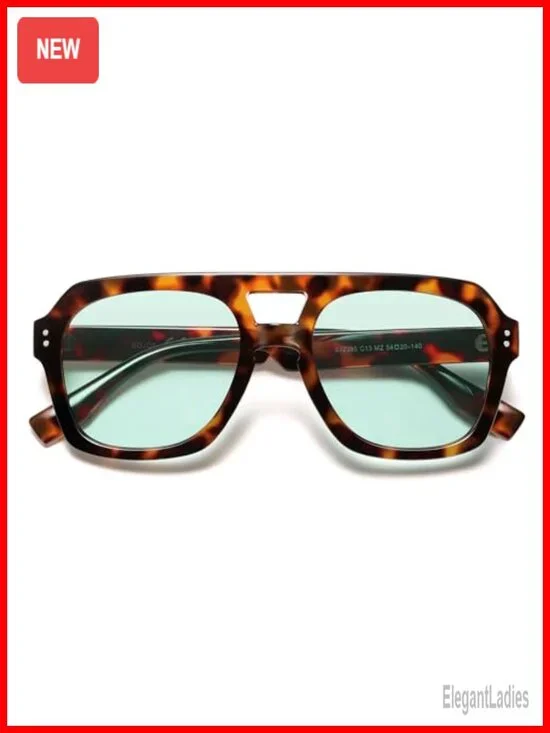 Retro Thick Polarized Aviator Sunglasses Large Square Pilot Shades