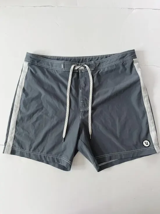 Vuori Puerto Swim Shorts Men 36 Gray Colorblock Quick Dry Stretch Board Trunks