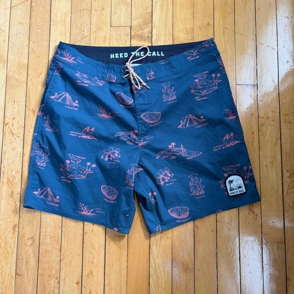Howler Bros Buchannon Board Shorts Mens 36 Gulf Destinations Print Beach Swim