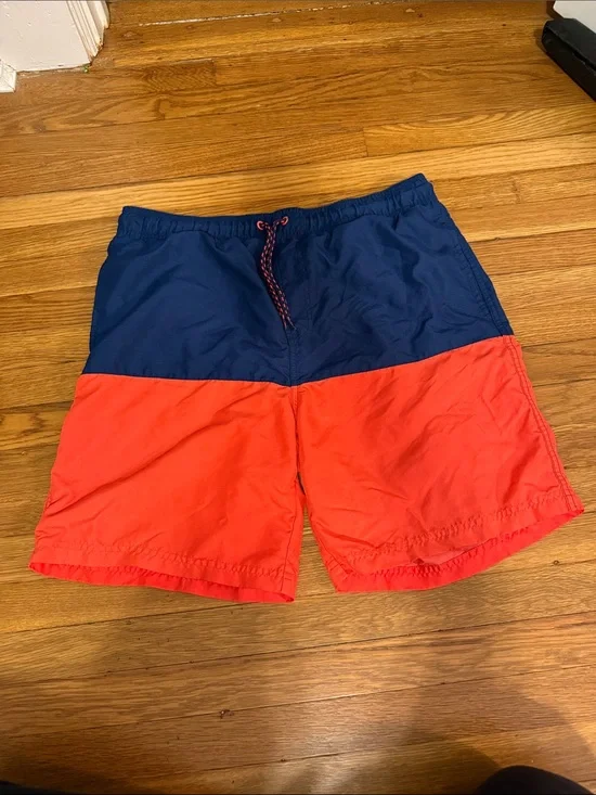 Men's Colorblock Swim Shorts - Navy and Red