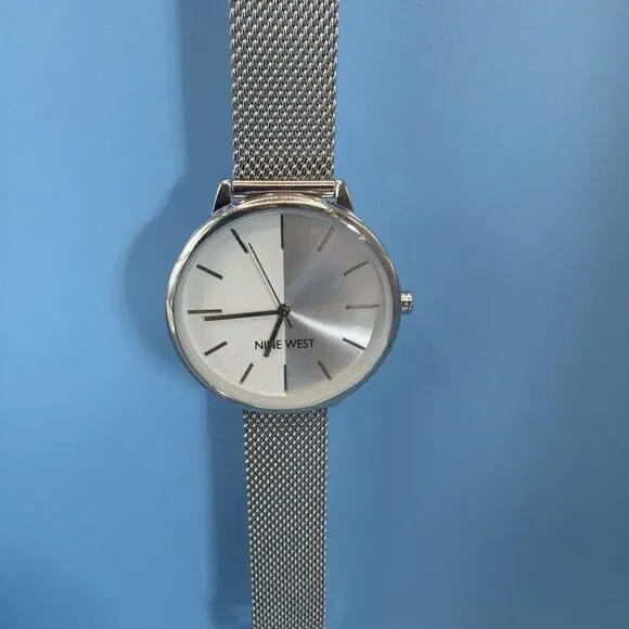 Nine West Women’s Silver Tone Watch on Pillow - New For Her Gift NW/1981SVSB