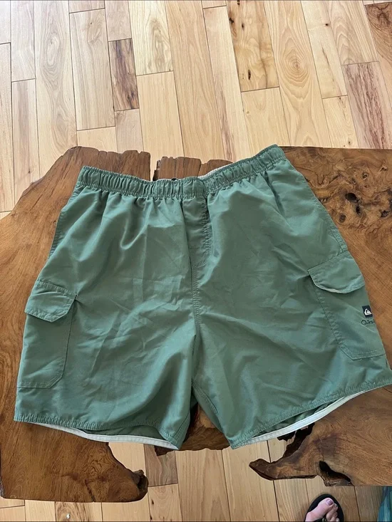 Quiksilver Men's Sage Green Cargo Swim Trunks