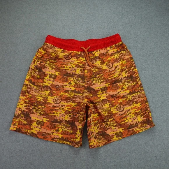 Magellan‎ x Shiner Bock Swim Trunks Mens Small Orange Camo Board Shorts