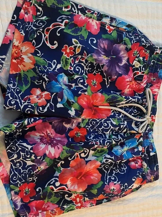 Ralph Lauren Polo Navy Floral Drawstring Swim Shorts