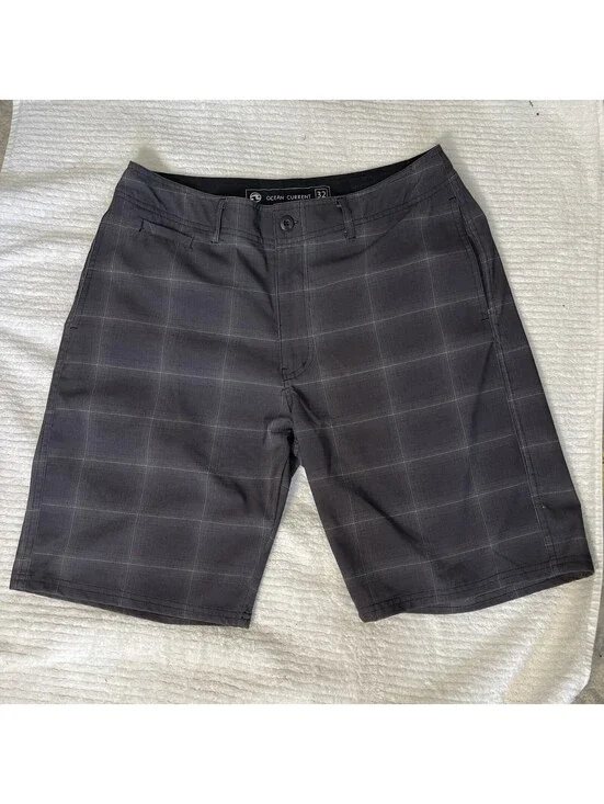 Ocean Current Men’s Charcoal Plaid Active Shorts Swim Shorts 32