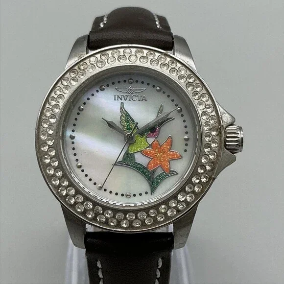 Invicta Limited Edition Hummingbird Womens Watch 34mm MOP Leather New Battery