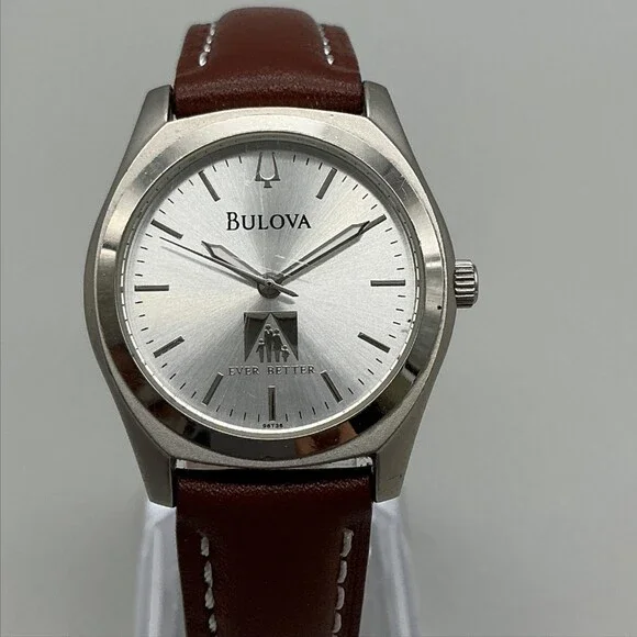 Bulova IHC 30th Anniversary Womens Watch 30mm Silver Tone Leather New Battery