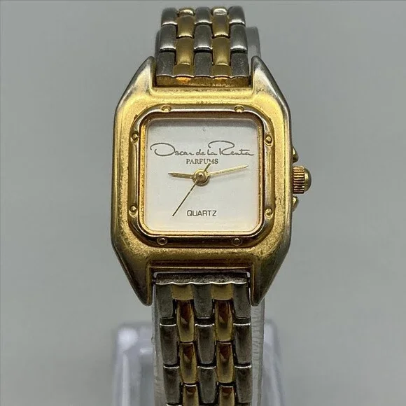 Vintage Oscar de la Renta Parfums Womens Watch 22mm Two Tone New Battery 7.5