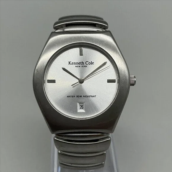 Kenneth Cole KC3122 Womens Watch 35mm Silver Tone Stainless New Battery 6.5