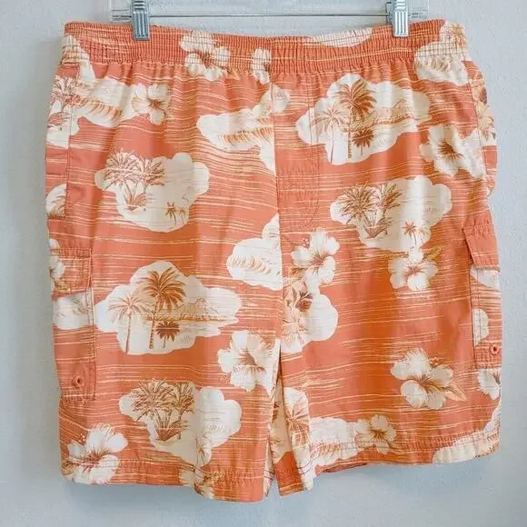 Tori Richard Men's Tropical Hawaiian Vacation Palm Trees Swim Trunks Sz L