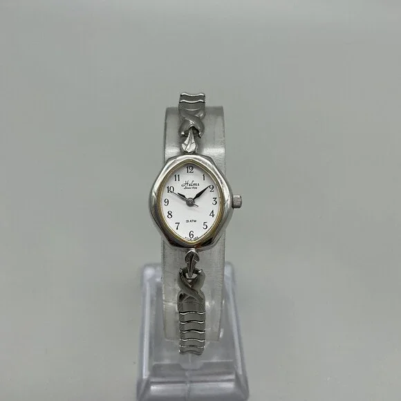 Helm's Womens Watch 19mm White Dial Silver Tone Expansion Bracelet New Battery