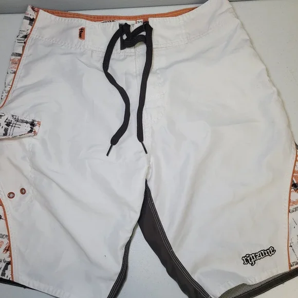 Ripzone Board Shorts‎ Mens 32 White Brown Plaid Swim Trunks Surf Style 50727