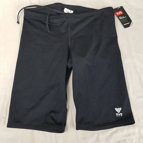 TYR Jammer Swim Shorts Mens 32 Black NEW‎ Durafast Elite Chlorine Proof UPF 50+