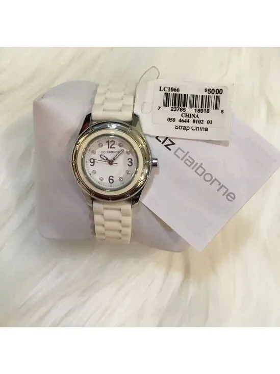 Liz Claiborne silver and white watch
