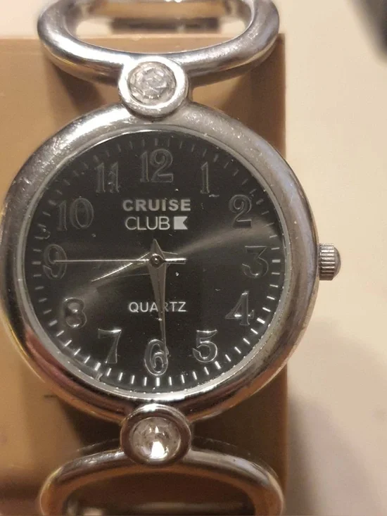 🦋10/$20🦋 Charter Club Silver/Grey Rhinestone Stainless Steel Women's Cuff Watch