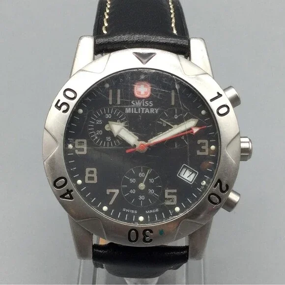 Swiss Military Commando Chronograph Mens Watch 39mm Date S37-0708 New Battery