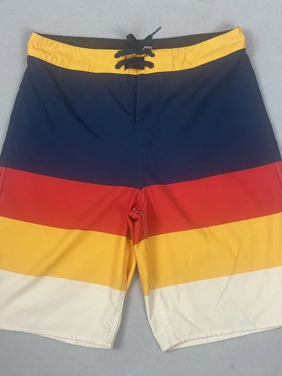 Vans Mens 28 Board Shorts Colorblock Swim Trunks Blue Red Yellow Surf