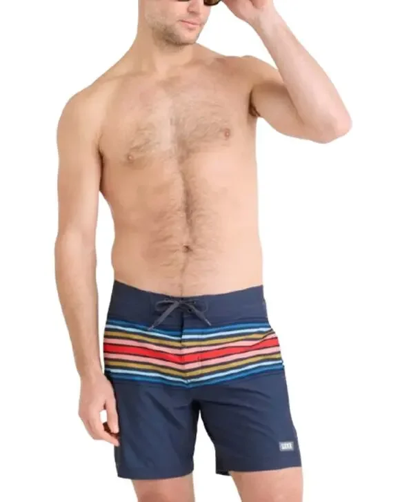 SAXX Betawave 2n1 Swim Board Shorts Size 28 Blue Stripe 7