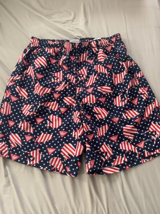 Columbia Navy, Red & White Star-Spangled Swim Shorts