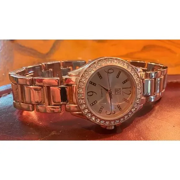 Women's 35mm Rose Gold Tone New York & co watch, Crystal Accents