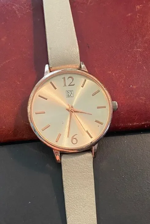Women's 38mm Rose Gold Tone New York & Co Watch, Gray Band