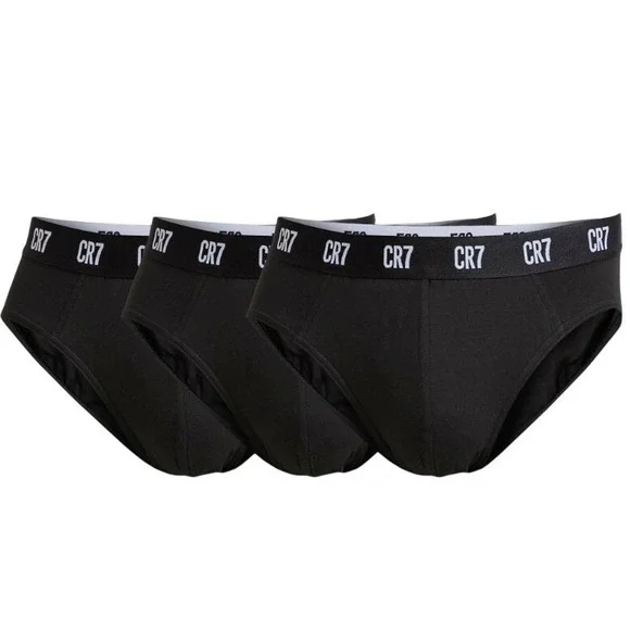 CR7 Cristiano Ronaldo Small 3 Pack Cotton‎ Stretch Briefs Black Men's Underwear