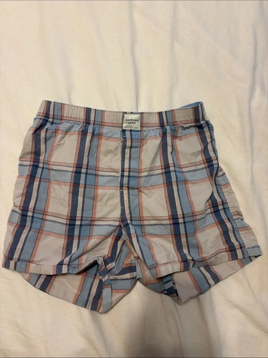 American Eagle Outfitters Plaid Boxers - Light Blue & Coral