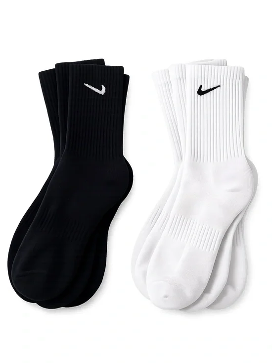 Nike Men’s Cushioned Crew Socks - Black & White (3-Pack Each Color)