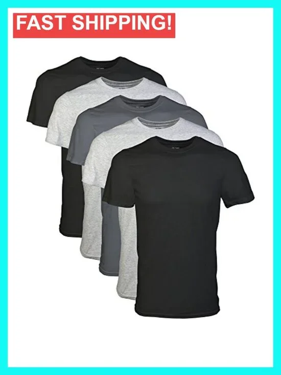 Men's Cotton Crew T-Shirts Multipack Moisture Wicking Undershirts