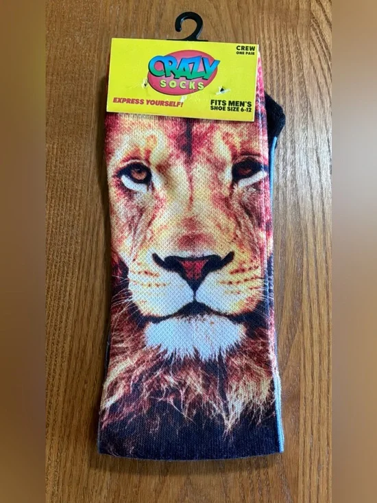 Men’s Lion Face Crew Socks - Orange