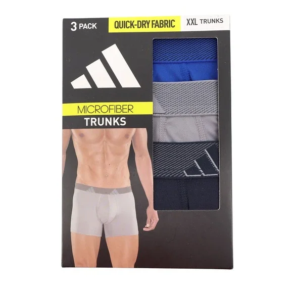 Adidas‎ Mens 3 Pack Trunks Microfiber Quick Dry Athletic Fit ClimaCool XXL