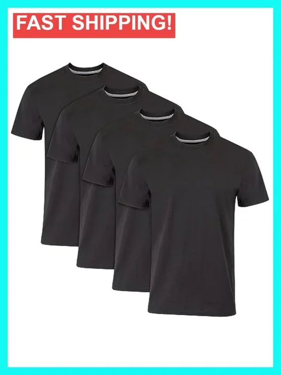 Ultimate Men's Slim Fit Undershirt Tees Moisture-Wicking 4 Pack