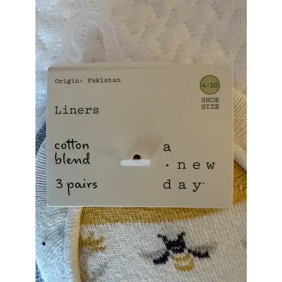 A New Day Unisex No-Show Socks 4-10‎ Cotton Blend Cream Yellow
