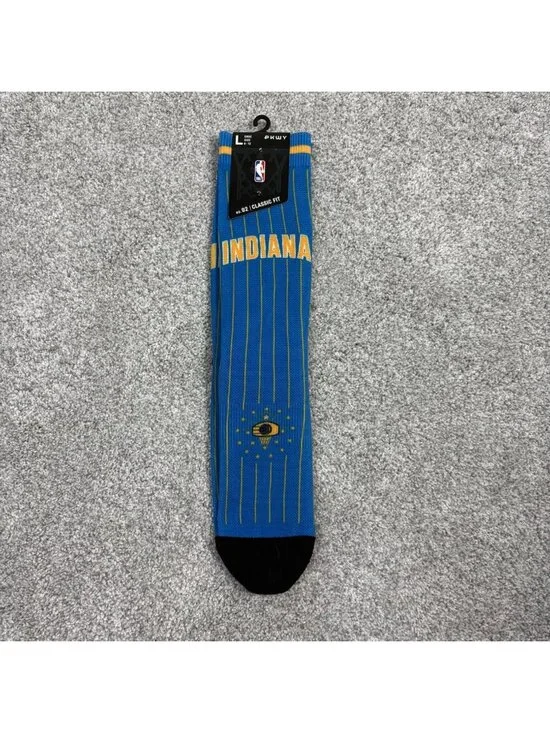 PKWY NBA Crew Socks Indiana Pacers Large 6-12 Classic Fit New