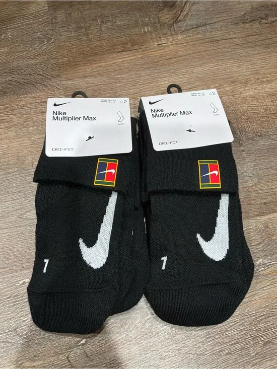 New Nike Court Multiplier Max Ankle Socks 4 Pairs Black Sportswear Sz L (8-12)