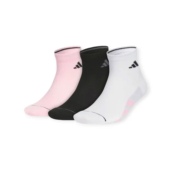 Adidas Pink Black White All Day Training Quarter Socks 3 Pack Men Size Large NWT