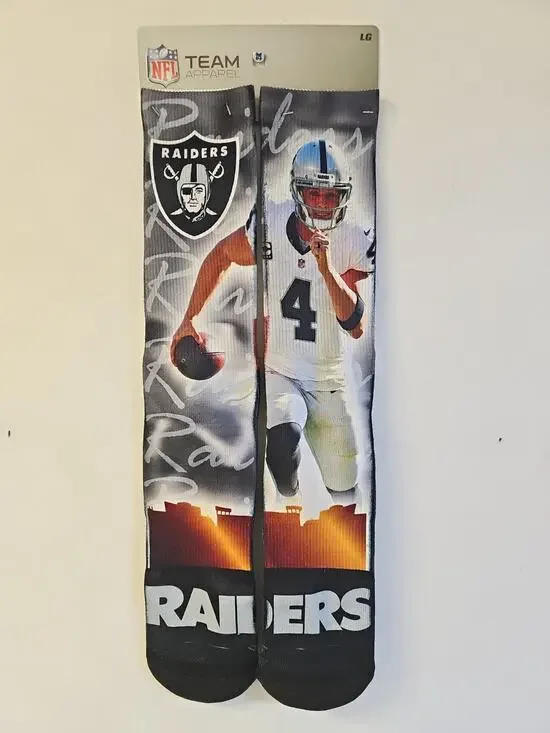 NFL Team Apparel Las Vegas Raiders Derek Carr Socks Men's Size Large