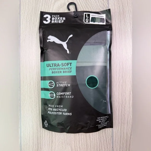 Puma Men's Ultra-Soft Boxer Briefs‎ - Gray, Light Green and Green