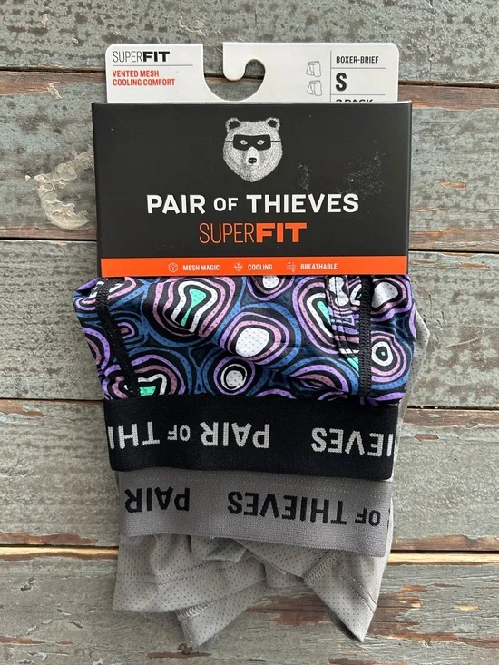 NWT Pair of Thieves SuperFit Boxer Briefs 2-Pack Purple Gray Small