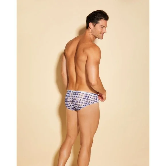 Cosabella Men Never Say Never Comfort Micro Brief Blue White Lace Print NEW L