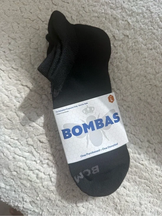 Bombas Black Ankle Socks - Packaged L