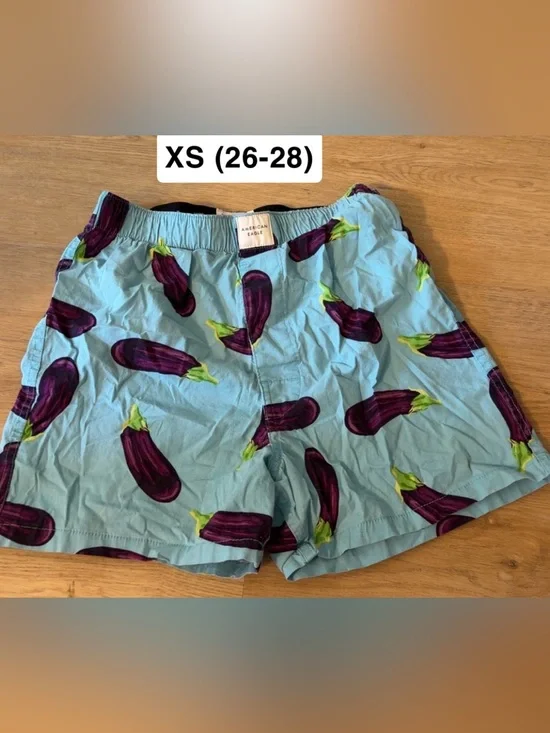 American Eagle Light Blue Eggplant Print Boxer Shorts